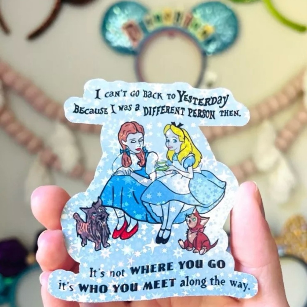 Alice in wonderland & Dorthy wizard of oz holographic glitter sticker 3” disney